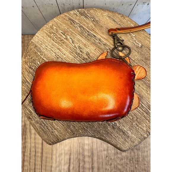 Genuine Leather Brown Cow Wristlet Wallet Leather Coin Purse NEW FAST SHIP - Picture 4 of 6